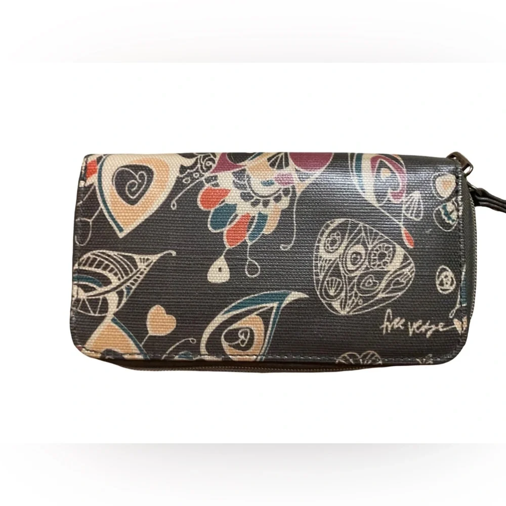 Sakroots Artist Zip Around Closure Wallet  Brown Muliticolor